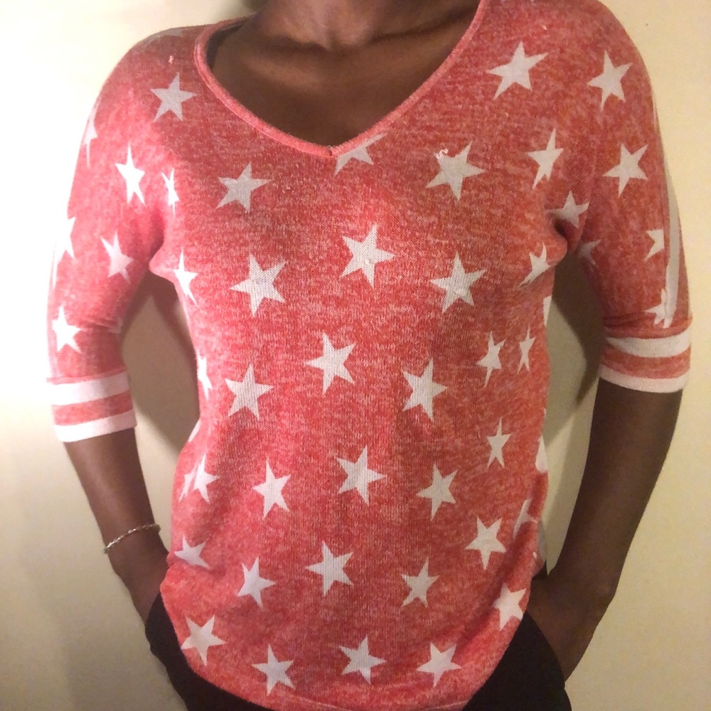 Red and White Charlotte Russe star print blouse